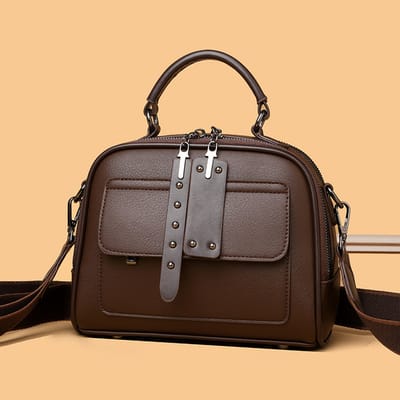 High end ladies' handbag multi-layer large capacity commuting bag(Coffee)_img_1