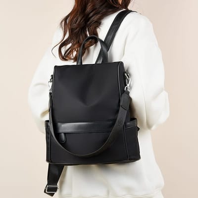 New Design Women Backpack Nylon Waterproof Anti-Theft Travel Bagpack(black) ........................  ঢাকা সিটিতে ৭০, বাইরে ১৩০ টাকা কুরিয়ার চার্জ প্রযোজ্য_img_4