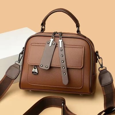 High end ladies' handbag multi-layer large capacity commuting bag(Coffee)_img_0
