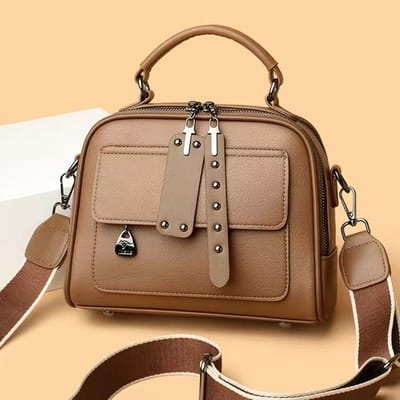 High end ladies' handbag multi-layer large capacity commuting bag(Brown)_img_1