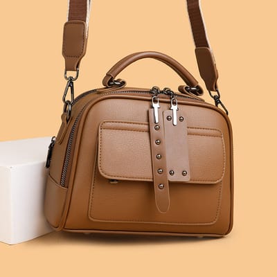 High end ladies' handbag multi-layer large capacity commuting bag(Brown)_img_2