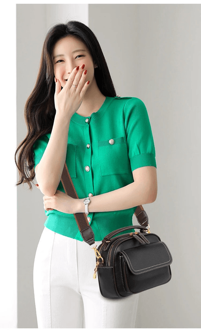 New Sac a Main Women Handbag soft small Shoulder Pu Leather Tote Hand Bags for Ladies(Black)_img_4